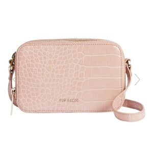 Stina Double Zip Croc Effect Mini Camera Bag Mid - Pink